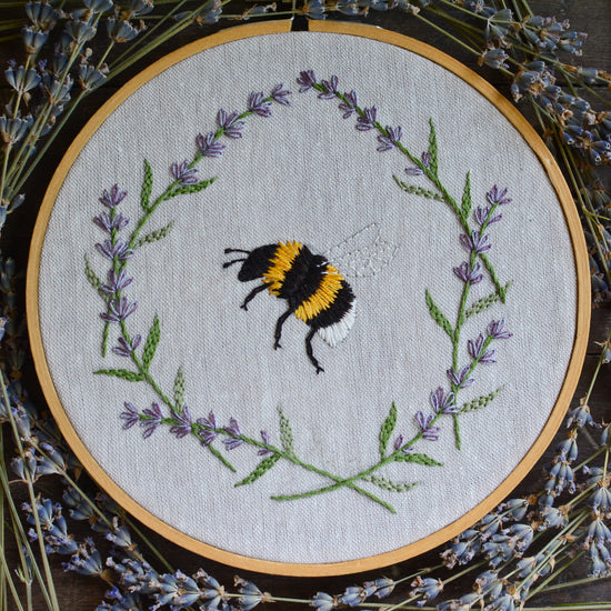 Bumble Bee + Lavender Embroidery ~ Digital Pattern + Video