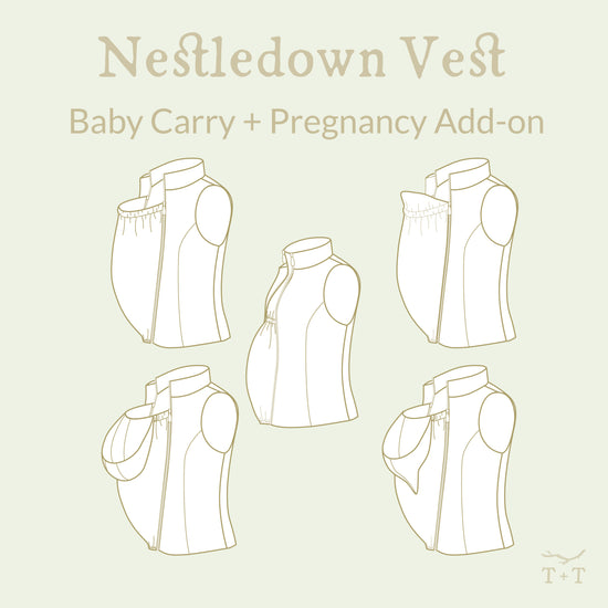 Nestledown Add-on Sewing Pattern for Trailblazer VEST - Adult ~ Zip in Baby-Wearing + Pregnancy Panels