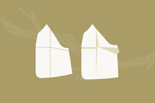 Diagram illustrating a fuller bust adjustment (FBA) adding a dart to a flat front raglan garment