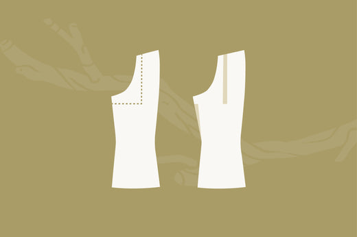 Diagram illustrating a broad back adjustment for the Twig + Tale Willow Top