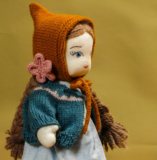 Pixie Hat + Flower Knitting Pattern - Doll