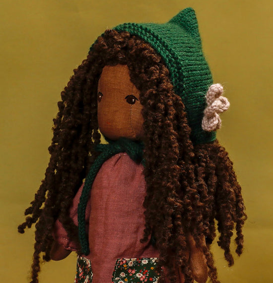 Pixie Hat + Flower Knitting Pattern - Doll