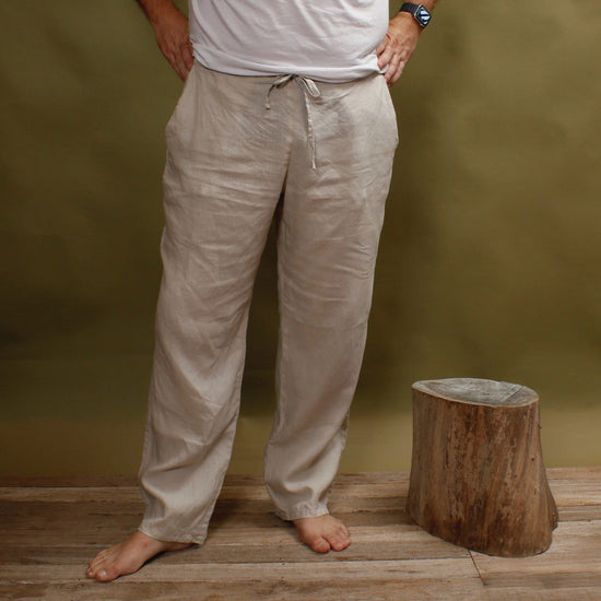 Men's Straight Leg Trousers | Ecru | Percival Menswear