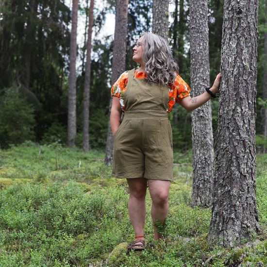 Hedgerow Dungarees digital sewing pattern and video class from Twig and Tale