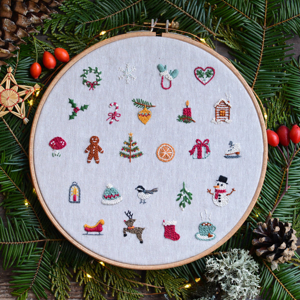 Christmas Embroidery Patterns. Festive Iron on Embroidery Transfers. A4  Sheet of Modern Christmas Hand Embroidery Designs. Easy to Use. 