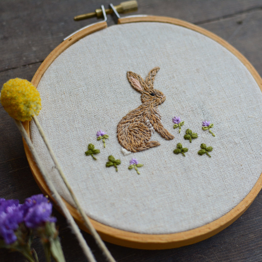 Bunny in the Clover Patch - Embroidery ~ Digital Pattern + Video – Twig ...