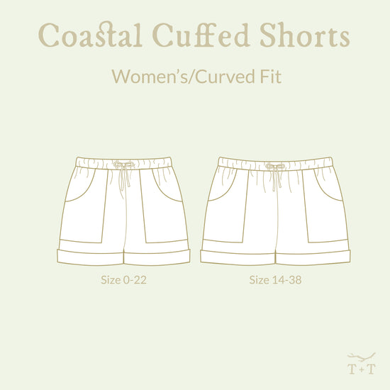 Coastal Cuffed Shorts Women/Curved Fit PDF sewing pattern from Twig + Tale