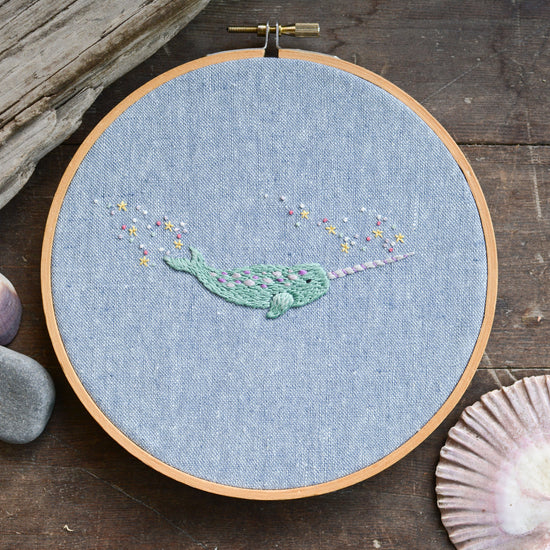 Narwhal PDF embroidery pattern from Twig + Tale