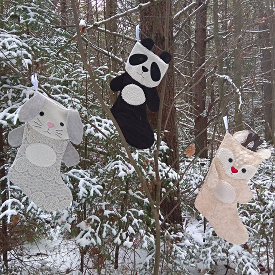 animal christmas stocking sewing pattern by Twig + Tale