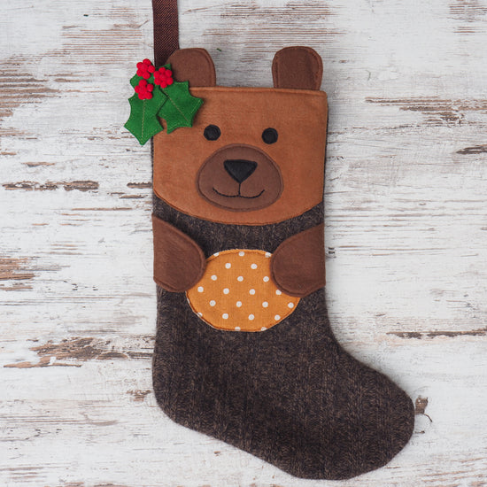 bear christmas stocking sewing pattern by Twig + Tale