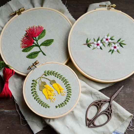 BUNDLE New Zealand Flowers Embroidery ~ Digital Pattern + Video