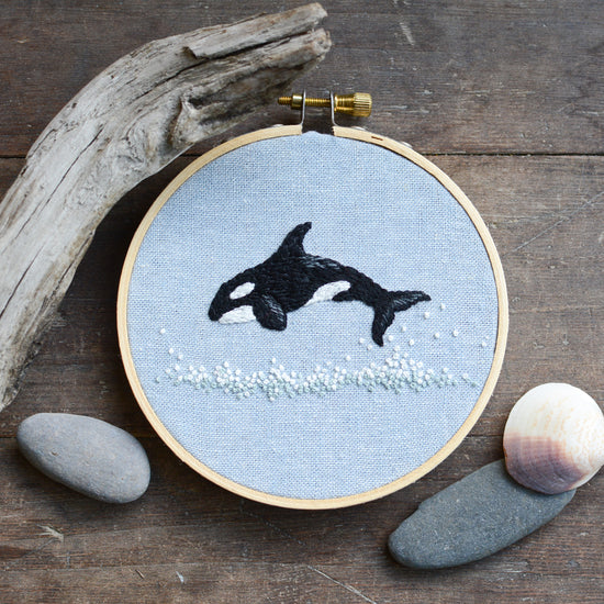 Orca whale PDF embroidery pattern from Twig + Tale