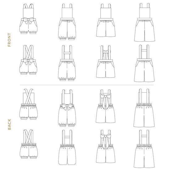 Pixie Expansion Pack Sewing Patterns - Child ~ Romper, Suspenders + Bow for Pixie Essentials