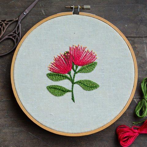 Pōhutukawa Embroidery ~ Digital Pattern + Video