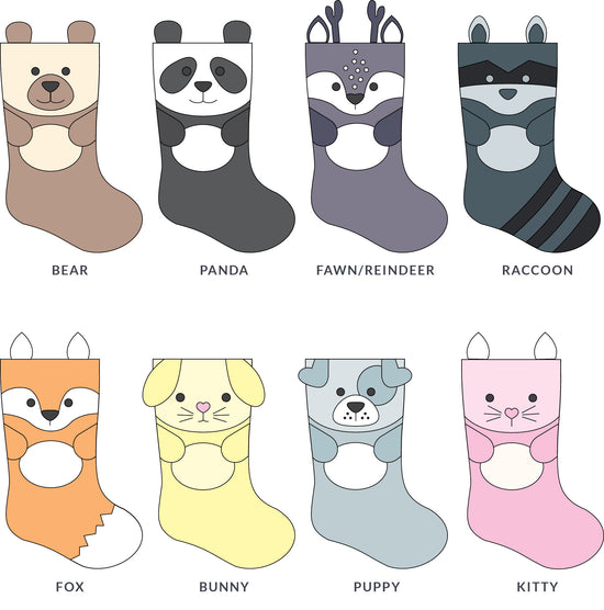 animal christmas stocking sewing pattern by Twig + Tale