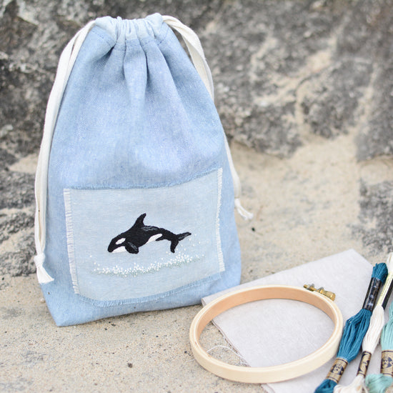 Orca whale PDF embroidery pattern from Twig + Tale