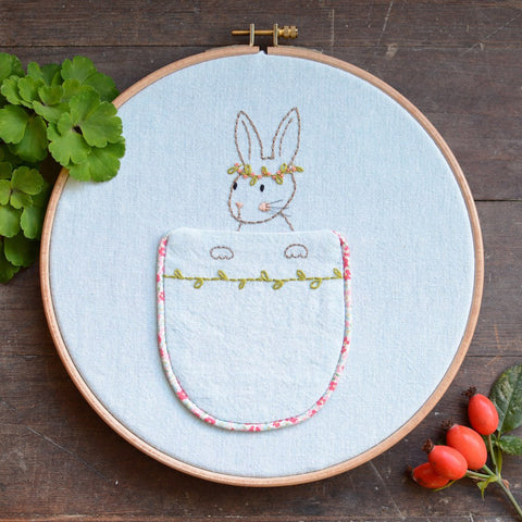 Woodland Bunny Pocket - PDF digital embroidery pattern by Twig and Tale