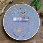 Woodland Fox + Mushroom Pocket - PDF digital Embroidery pattern by Twig + Tale